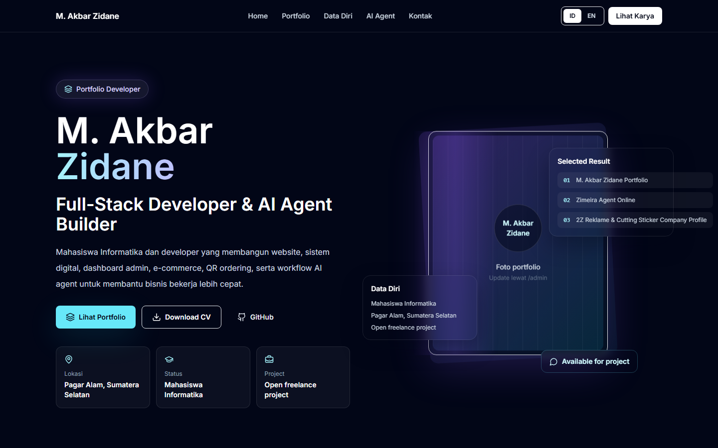 M. Akbar Zidane Portfolio preview