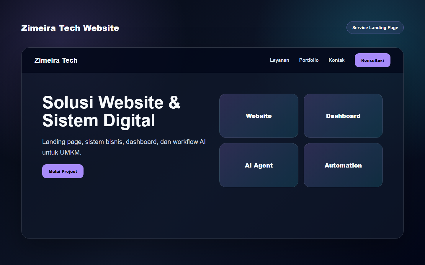Zimeira Tech Website preview